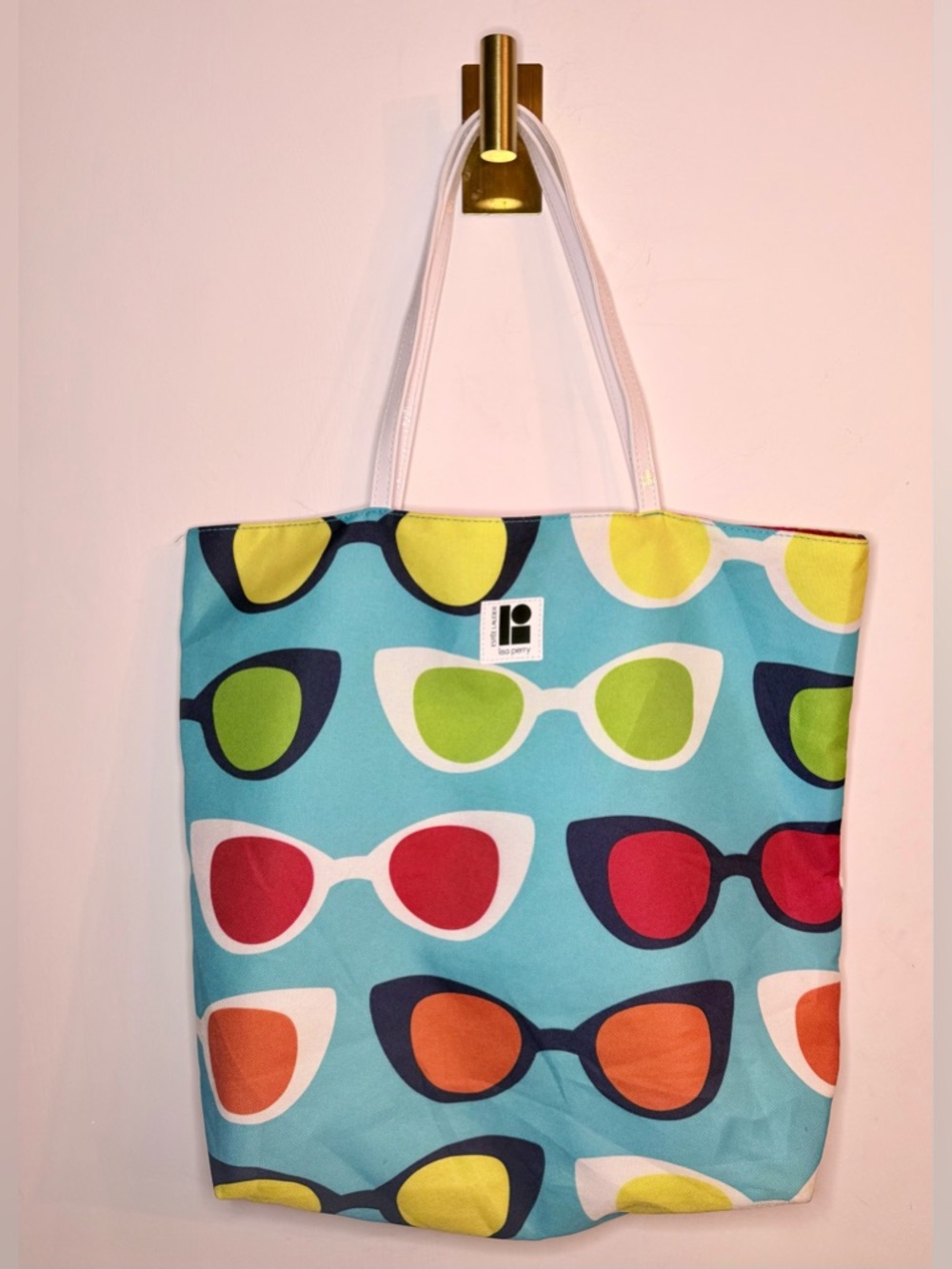 Estée Lauder Lisa Perry Blue Sunglasses Print Tote with Multicolor Accents